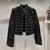 Advbridge Womens Slim Metal Rib Button Design Denim Top Short Style Fashion Outer Washed Jacket Women'S Clothing Spring Autumn New