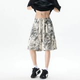 ADVBRIDGE  -  Boho Tie-Dye Plus Size Shorts for Men- Stretchy High Waist Summer Casual Pants with Pockets, Lightweight & Breathable