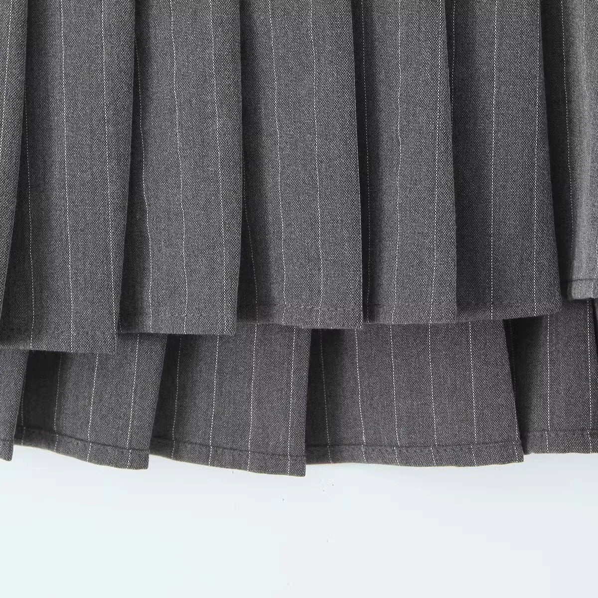 Advbridge Vintage Y2k Striped Pleated Skirt Women Sexy Preppy Style Low Waist Button Slim A-line Micro Mini Skirt Streetwear