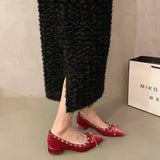 Advbridge Designer Low Heel Women Mary Jane Shoes Fashion Rivet Butterfly-knot Shoes 2025 Spring Autumn Wedding Party Shoes