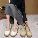 ADVBRIDGE  -  Mary Jane Flat Shoes for Women Spring and Summer New Style White Loafers with Skirt Gentle Small Leather Shoes