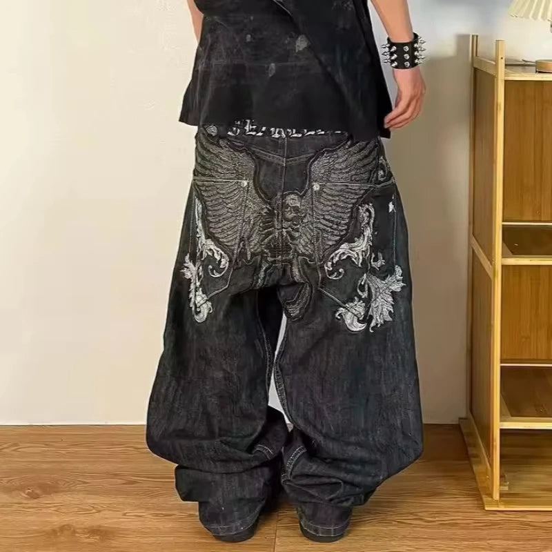 Advbridge Y2K Fashion Harajuku New Washed Old Baggy Jeans Women Street Vintage Hip Hop Popular Leisure Gothic High Waist Wide Leg Pants