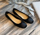 ADVBRIDGE  -  Fashion Design Silk Ballerinas Women Pumps Slip On Loafers Round Toe Square Heels Bowknot Casual Spring Autumn Shoes