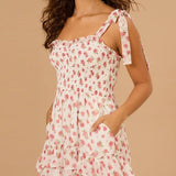 ADVBRIDGE  -  y2k Floral Dress Women Sexy Tie-Shoulder Sleeveless Multi-Layered Ruffled Trim Smocked A Line Dress Beach Party Dresses