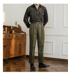 ADVBRIDGE  -  Autumn and Winter British Thick Casual Pants Commuter Straight High Waist Pants Japanese All-match Warm Pants for Men