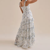 ADVBRIDGE  -  y2k Floral Dress Women Sexy Tie-Shoulder Sleeveless Multi-Layered Ruffled Trim Smocked A Line Dress Beach Party Dresses