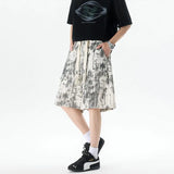 ADVBRIDGE  -  Boho Tie-Dye Plus Size Shorts for Men- Stretchy High Waist Summer Casual Pants with Pockets, Lightweight & Breathable