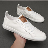 ADVBRIDGE  -  Cowhide Small White Shoes Spring and Summer New Low Top Men's Casual Shoes Breathable Leather Board Shoes Men's Shoes