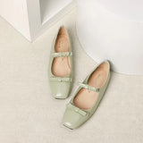 Advbridge 2024 New Double Bowknot Mary Jane Shoe Women Square Toe Glossy Leather Flats Female Red Dance Ballets Party Wedding Shoe Size 44