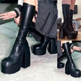 Advbridge Platform Heel Women's Pumps Stretch Ankle Boots Designer Knee-high Women Trend Thigh High Black Gothic Shoes Invierno Para Mujer