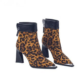Advbridge Leopard Women Ankle Boots Sexy High Heels Pointed Toe Shoes Chunky Woman Trend Elegant Party Pumps New Fad Mujer Chelsea Botas