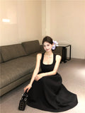 ADVBRIDGE  -  Spring Summer 2025 Pink Elegant Evening Woman Dress French Bow Pleated Square-Collar Length Dresses Abend Kleider New Vestidos