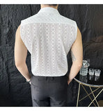 ADVBRIDGE  -  Slim Korean Style Sleeveless Trendy Business Casual Men's Hollow Cool Breathable Vest Shirt
