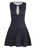 ADVBRIDGE  -  Polka Dot Print Lace-up Cut Out Dress Women Skinny A-line Elegant Sleeveless Bodycons Fashion Summer Party Mini Sundess