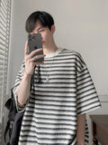 ADVBRIDGE  -  Male Striped Printing Men T Shirts Clothes Fashion Loose Tops Creativity Casual T Shirt Pattern Loose T Shirts 2025 Q222