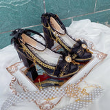 Advbridge Exquisite Girl Lolita Handmade Lo Shoes Bridal White Gold High Heels Sweet Women's Stage Performance Shoes Adult Gift