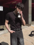 ADVBRIDGE  -  New 2025 Summer Men's Short Sleeve T-shirts Korean Simple Solid Color Loose Korean Handsome Round Neck Casual T-shirt