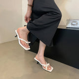 ADVBRIDGE  -  5cm Low Heeled Shoes Woman Slippers Black Bow Flip Flops Ladies Sandals New Arrival Pink Summer High Heels Sandale Femme