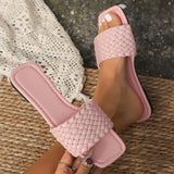 ADVBRIDGE  -  Women's Slippers Summer Selling Sexy Braided Red Square Toe Flat Flip-Flops Fashion Beach Mules Casual Indoor Home Slippers