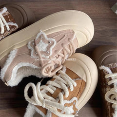 Advbridge Plush Warm Boots Women 2024 NEW Comfort Cotton Snow Boots Shoes Woman Ankle Boots Slip On Round Toe Flats Shoes Female INS Brand