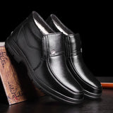 Advbridge Genuine Leather Shoes Men Winter Boots Warm Cotton Cold Winter Cow Leather Male Footwear Black Ankle Boots A1883