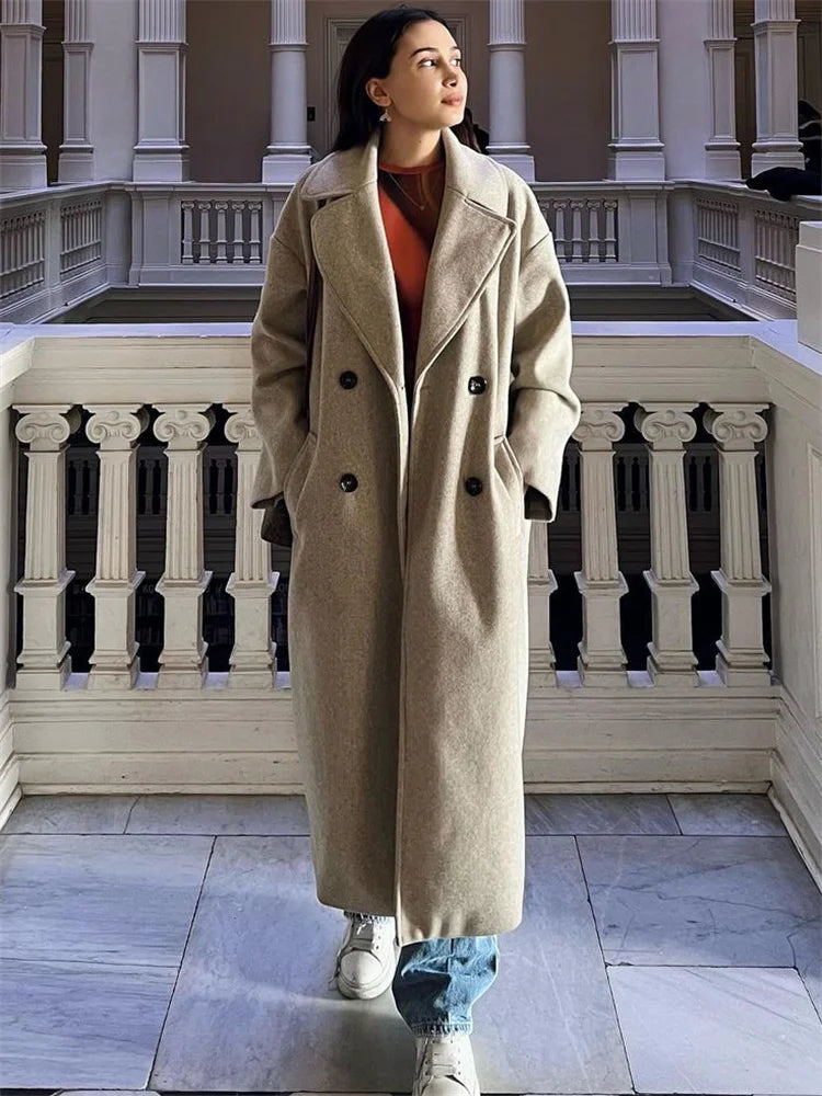 Advbridge Winter Loose Pocket Overcoat Female Fashion Streetwear Coat Jackets 2024 Winter New Clothes Long Sleeve For Women Outwear