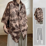 Advbridge New Trend Men Hawaiian Sets Summer Printing Short Sleeve Button Shirt Beach Pants Two Set Casual Trip Mens 2 Piece Suit Y25