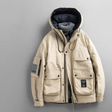 Advbridge Men‘s Wintern outfits Outdoor Workwear Loose Padded Jacket 2024 Winter Warm Hooded Warm Thicken Coat Men Women 2024 Letter Print Patch Design Jacket Advbridge Men‘s Wintern outfits