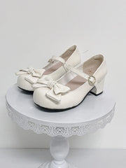 Advbridge Sweet Bow In Single Shoes For Girls With Thick Heels Round Heads Cute Jk Student Versatile Lolita Girls' Tea Party Single Shoes