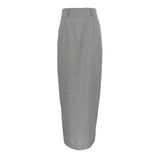 ADVBRIDGE  -  Trendy Office Lady Gray Versatile Half Skirt 2024 Casual High Waisted Zipper Straight Split Midi Skirts Temperament Outfits
