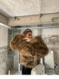Advbridge  Autumn Winter Chic Luxury Short Soft Thick Warm Hairy Shaggy Faux Fur Coat Women with Hood Zipper Fluffy Jacket 2024