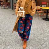Advbridge Fashion Printed High Waist Loose Wide Legs Women's Jeans 2024 Spring and Autumn New Street Style Ripped Mop Jeans Female