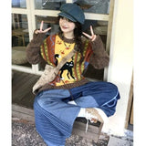 Advbridge Harajuku Cartoon Sweaters Women Vintage Y2k Streetwear Knitted Pullover Grunge Retro Long Sleeve Aesthetics Sweaters