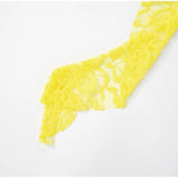 ADVBRIDGE  -  Women's Sexy Yellow Lace Mini Vestidos Chic See Through V Neck Flare Sleeve Tassel Dress 2025 Party Club Wear Slim Fit Dresses