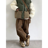 Advbridge Harajuku Street Set Men Women Yama Style Patchwork Thickened Parka Washed Loose Casual Cargo Pants Retro Unisex Baggy Warm Suit