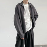 Advbridge Men's Light Luxury Knit Double Zipper Cardigan Sweater Turtulneck Solid Color Long Sleeve Streetwear Loose Knitwear Retro Coat