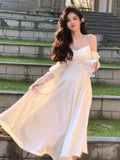 Advbridge Summer New French Elegant Spaghetti Strap Sleeveless Vestidos Mujer A-line Evening Wedding Party Midi Dress For Women