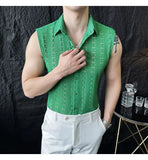 ADVBRIDGE  -  Slim Korean Style Sleeveless Trendy Business Casual Men's Hollow Cool Breathable Vest Shirt