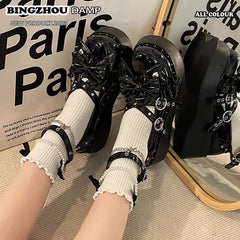 Advbridge Punk Hot Girl Sponge Cake Leather Shoes Women's Thick Soled Shoes Japanese Jk Uniform Lolita Single Shoes Sweet Girl Tea Party