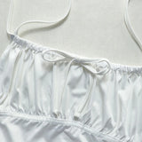 ADVBRIDGE  -  Sexy Cute Camisole Dress For Women Summer Open Back Sleeveless High Waist Shirring Lace-up Solid Pleated Mini Party Dresses