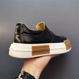 Advbridge Genuine Leather Man Loafers Thick Soled Men Slip-on Retro Casual Shoe