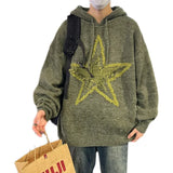 Advbridge -  Harajuku Sweaters Men Winter Casual Regular Fit Hooded Sweaters Men Pullovers Knitted Five-pointed Star Men Fashion 2023 B141