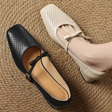 ADVBRIDGE  -  Plus size 34-41 women's hollow-out sheepskin sweet bowtie metal buckle slip-on pumps 4cm thick med heel elegant ladies heels hot