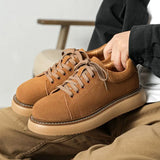 Advbridge Men's Casual Shoes Cow Suede Genuine Leather Men Classic Retro Lace-up Thick Sole Tooling Shoes Mens Outdoor Oxfords