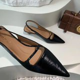 ADVBRIDGE  -  Black Summer New Women Sandal Fashion Pointed Toe Shallow Slip On Ladies Elegant Slingback Shoes Thin Med Heel Dress Mules
