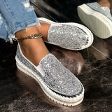 ADVBRIDGE  -  Women's Bling Rhinestone Decor Flats Comfort Thick Sole Slip on Casual Shoes Woman Fashion Glitter Platform Loafers Shoes