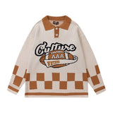 Advbridge Fashion Oversized Men Women Streetwear Retro Checkerboard Stitching Knitted Sweaters 2022 Autumn Casual College Pullovers Hombre