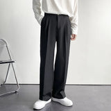 Advbridge Men's Luxury Draped Baggy Suit Pants Casual Button-down Solid Color Straight Premium Elegant Dress Pants 2024 New