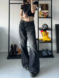 Advbridge Women Y2K Baggy Vintage Jeans Black Streetwear Wide Leg Pants Harajuku Distressed Washed Looes Denim Trousers Hip Hop
