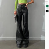 Advbridge Fashion Sexy Y2K PU Pants Summer High Waist Lace-up Micro-Pull Leather Pants Casual Streetwear Trousers Pants for Women